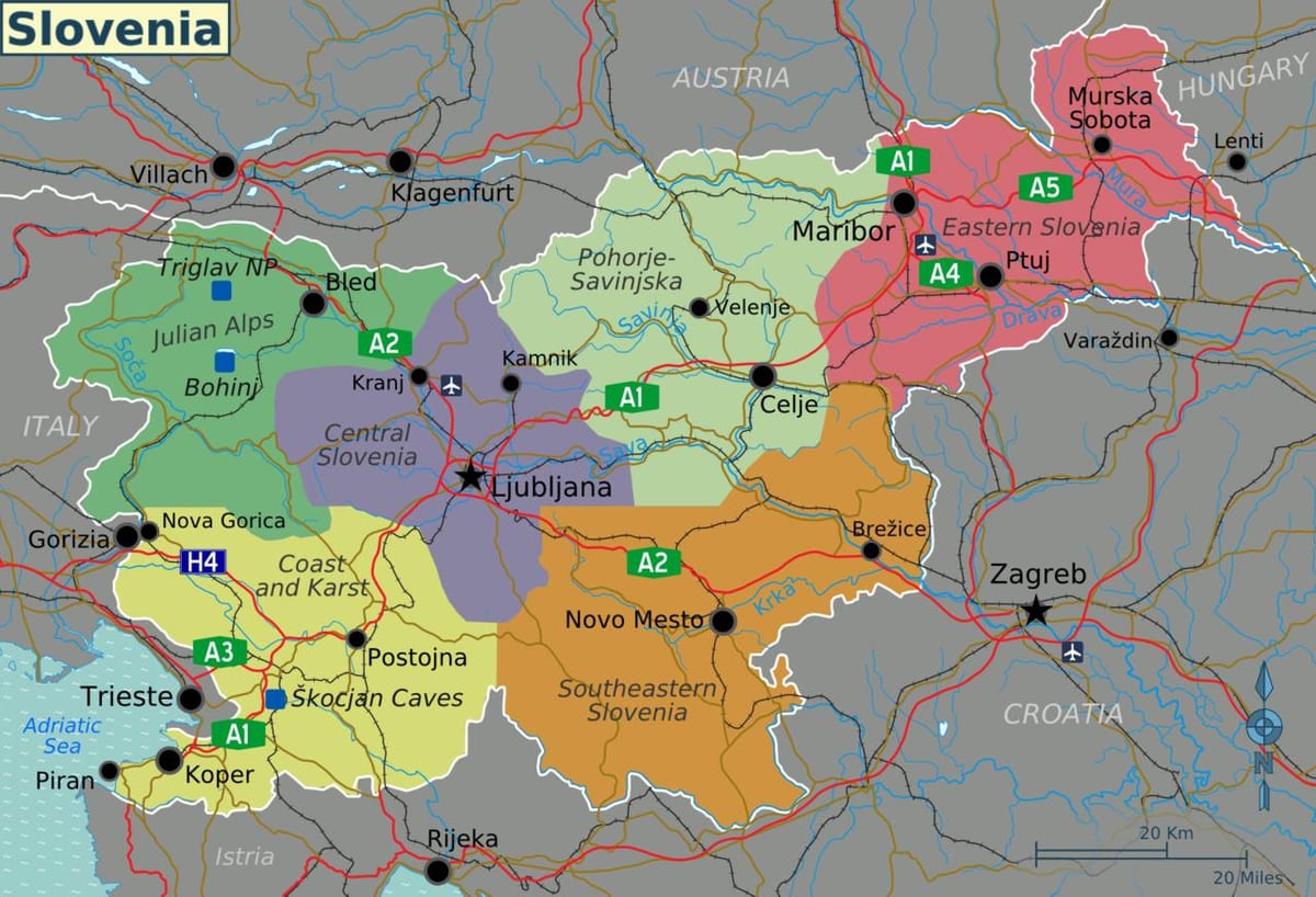 Sloveniya yerləri xəritəsi
