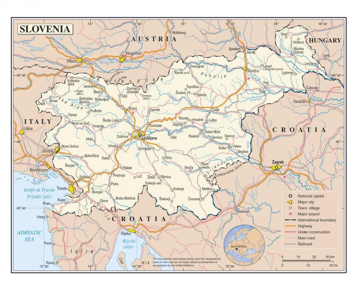 Şəhərin xəritəsi Sloveniya