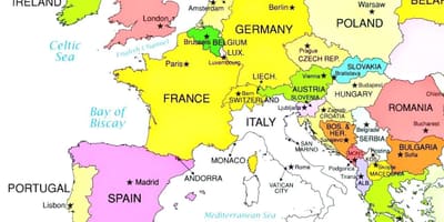 Xəritədə Avropanın Sloveniya